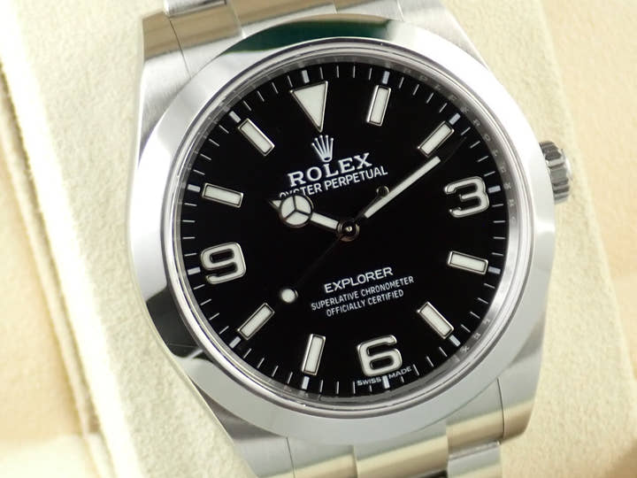ロレックス エクスプローラーI 鏡面ブラックアウト Ref.214270 ステンレススチール ブラック文字盤