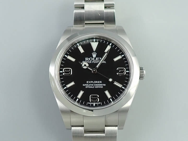 ロレックス エクスプローラーI 鏡面ブラックアウト Ref.214270 ステンレススチール ブラック文字盤