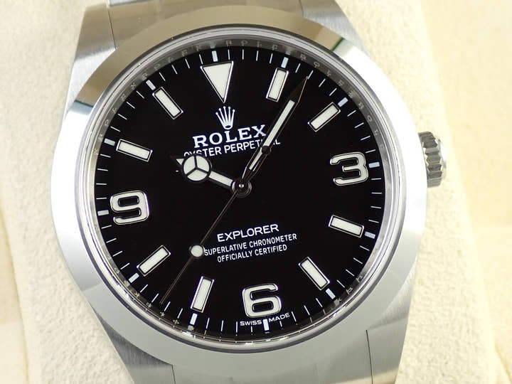 ロレックス エクスプローラーI 鏡面ブラックアウト Ref.214270 ステンレススチール ブラック文字盤