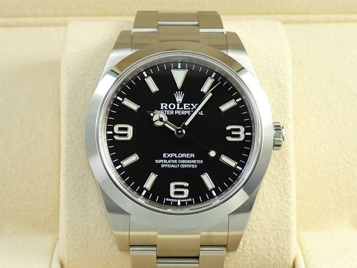 ロレックス エクスプローラーI 鏡面ブラックアウト Ref.214270 ステンレススチール ブラック文字盤