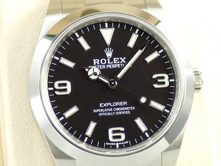 ロレックス エクスプローラーI 鏡面ブラックアウト Ref.214270 ステンレススチール ブラック文字盤