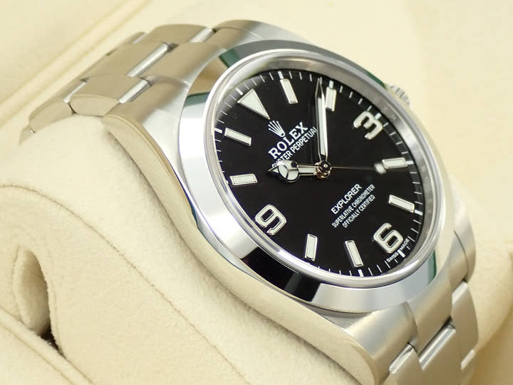 ロレックス エクスプローラーI 鏡面ブラックアウト Ref.214270 ステンレススチール ブラック文字盤