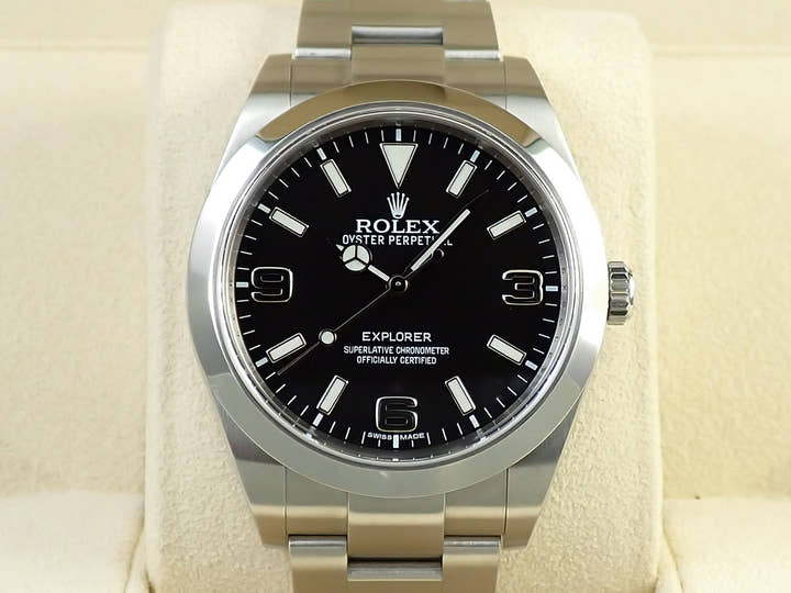 ロレックス エクスプローラーI 鏡面ブラックアウト Ref.214270 ステンレススチール ブラック文字盤