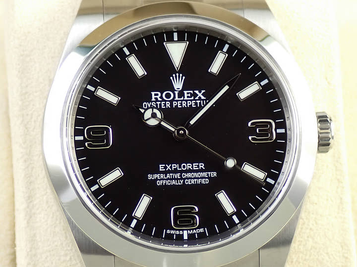 ロレックス エクスプローラーI 鏡面ブラックアウト Ref.214270 ステンレススチール ブラック文字盤