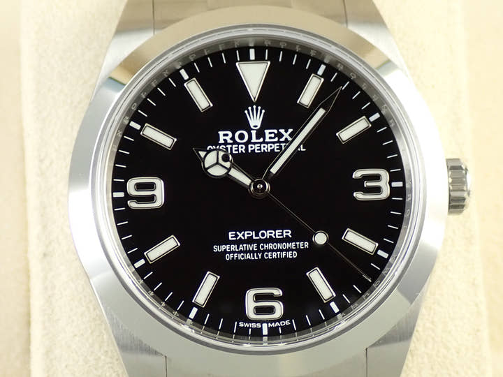 ロレックス エクスプローラーI 鏡面ブラックアウト Ref.214270 ステンレススチール ブラック文字盤