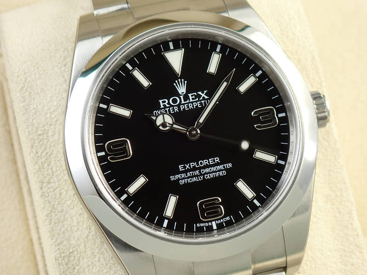 ロレックス エクスプローラーI 鏡面ブラックアウト Ref.214270 ステンレススチール ブラック文字盤