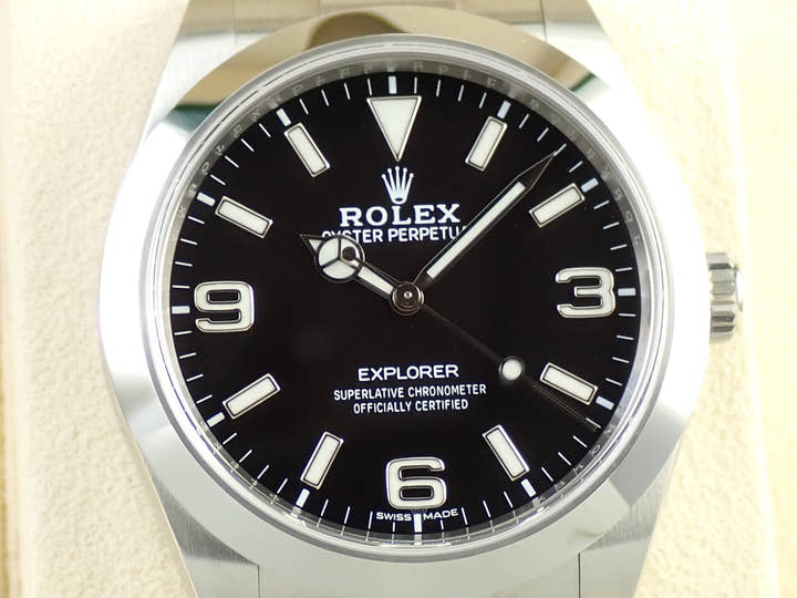 Rolex Explorer I, Mirror Black Dial, Ref. 214270, Stainless Steel