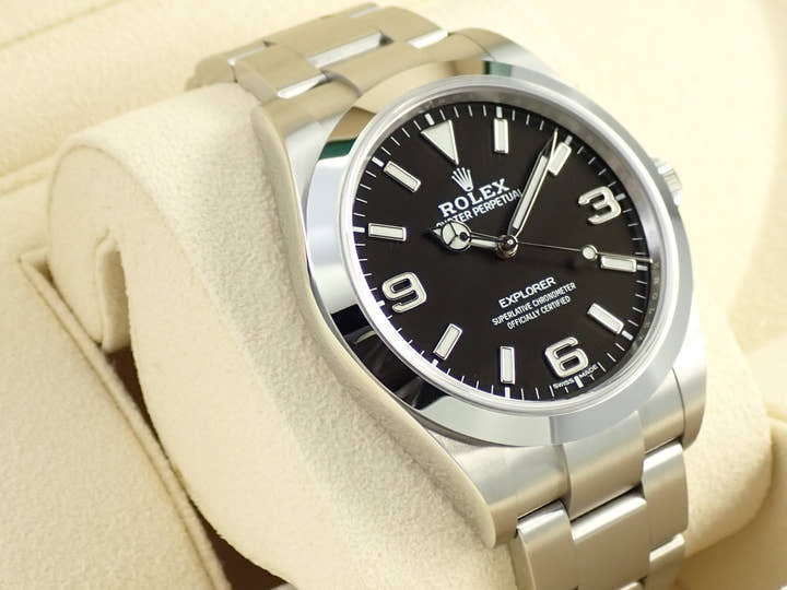 Rolex Explorer I, Mirror Black Dial, Ref. 214270, Stainless Steel