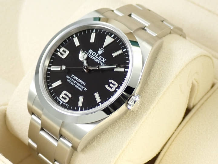 Rolex Explorer I, Mirror Black Dial, Ref. 214270, Stainless Steel