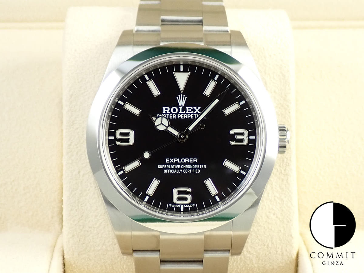 Rolex Explorer I, Mirror Black Dial, Ref. 214270, Stainless Steel