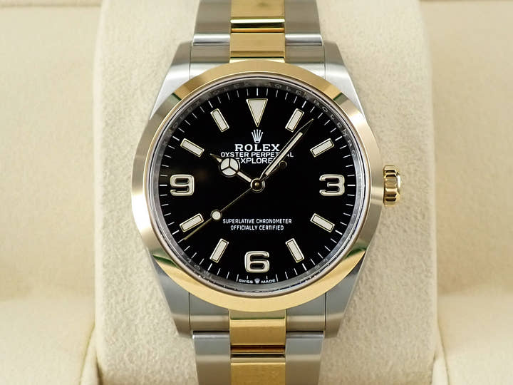 ロレックス エクスプローラー36 Ref.124273 ステンレススチール/イエローゴールド ブラック文字盤