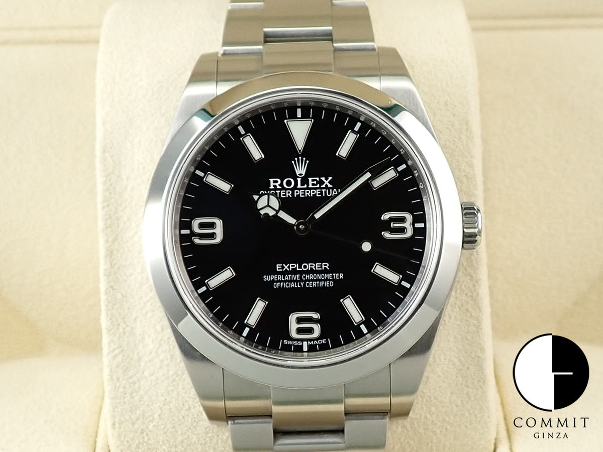 ロレックス エクスプローラーI 鏡面ブラックアウト Ref.214270 ステンレススチール ブラック文字盤