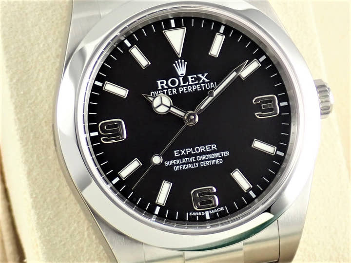 ロレックス エクスプローラーI 鏡面ブラックアウト Ref.214270 ステンレススチール ブラック文字盤