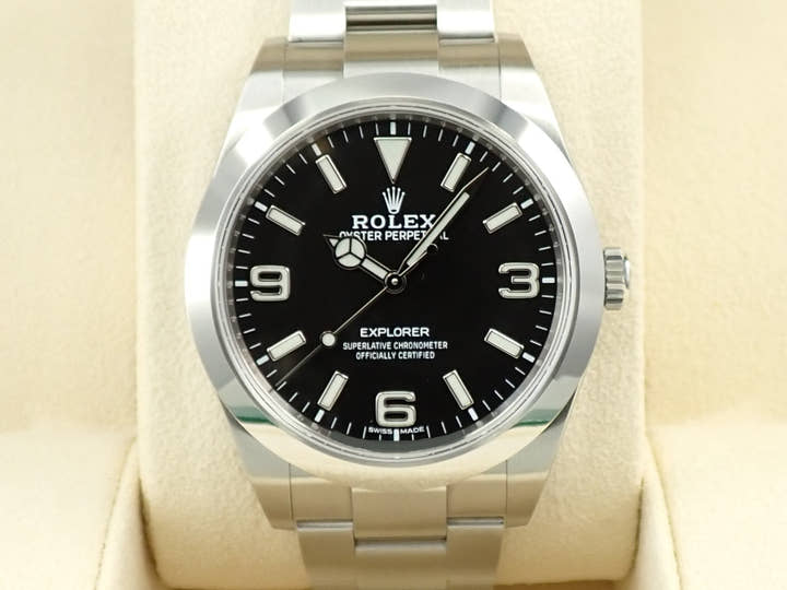 ロレックス エクスプローラーI 鏡面ブラックアウト Ref.214270 ステンレススチール ブラック文字盤