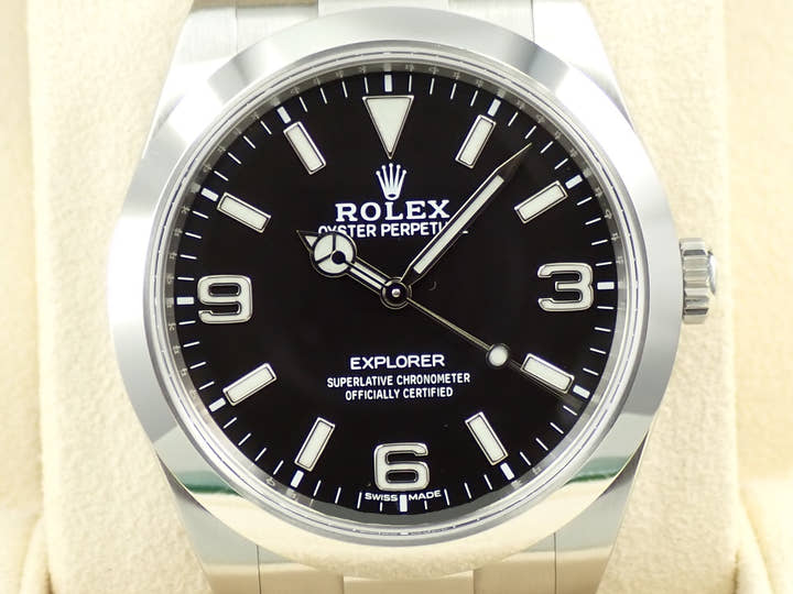 ロレックス エクスプローラーI 鏡面ブラックアウト Ref.214270 ステンレススチール ブラック文字盤