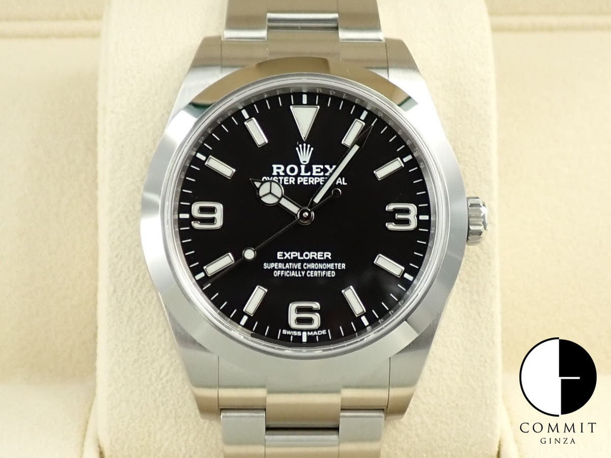 ロレックス エクスプローラーI 鏡面ブラックアウト Ref.214270 ステンレススチール ブラック文字盤
