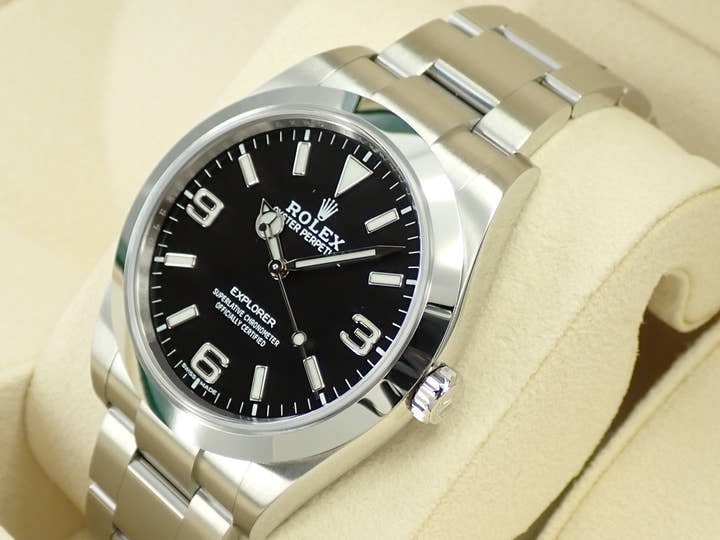 ロレックス エクスプローラーI 鏡面ブラックアウト Ref.214270 ステンレススチール ブラック文字盤