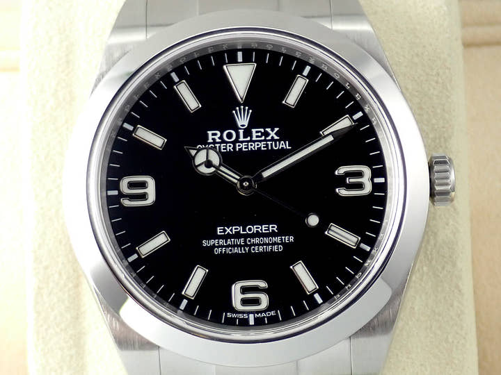 ロレックス エクスプローラーI 鏡面ブラックアウト Ref.214270 ステンレススチール ブラック文字盤