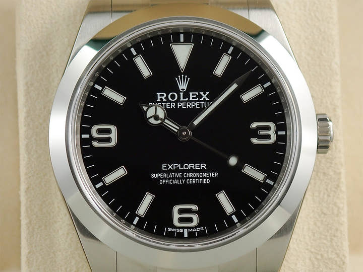 ロレックス エクスプローラーI 鏡面ブラックアウト Ref.214270 ステンレススチール ブラック文字盤
