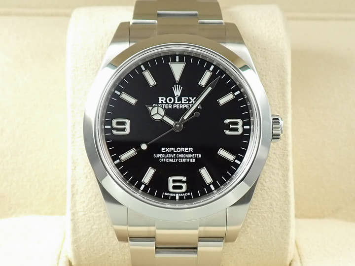 ロレックス エクスプローラーI 鏡面ブラックアウト Ref.214270 ステンレススチール ブラック文字盤