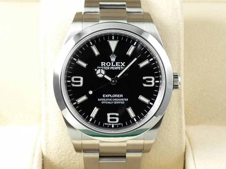 ロレックス エクスプローラーI 鏡面ブラックアウト Ref.214270 ステンレススチール ブラック文字盤
