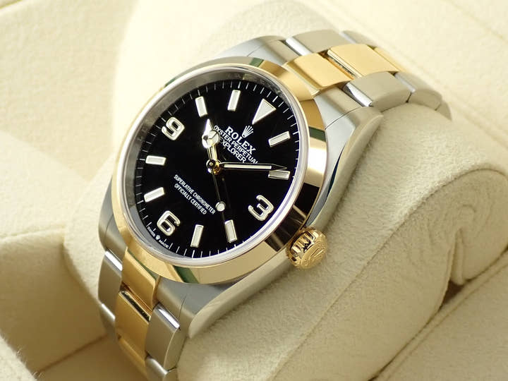 ロレックス エクスプローラー36 Ref.124273 ステンレススチール/イエローゴールド ブラック文字盤