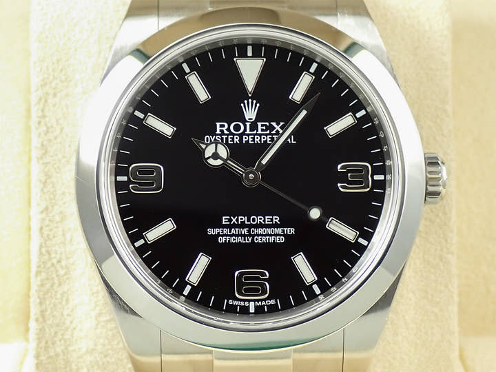 ロレックス エクスプローラーI 鏡面ブラックアウト Ref.214270 ステンレススチール ブラック文字盤