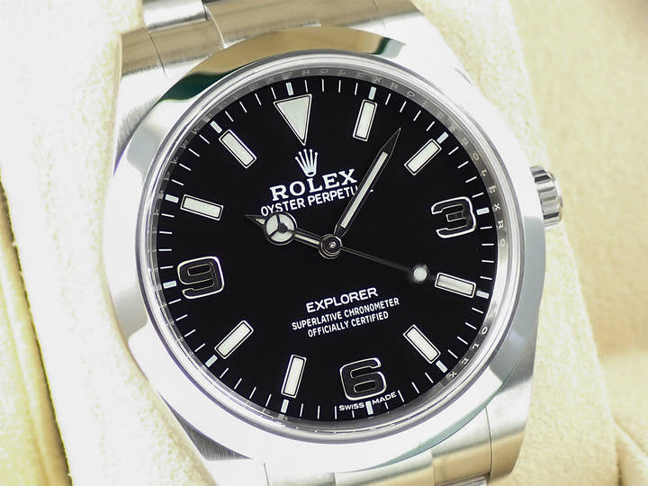 ロレックス エクスプローラーI 鏡面ブラックアウト Ref.214270 ステンレススチール ブラック文字盤