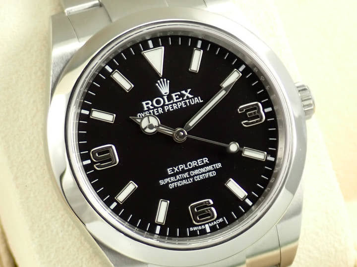 ロレックス エクスプローラーI 鏡面ブラックアウト Ref.214270 ステンレススチール ブラック文字盤