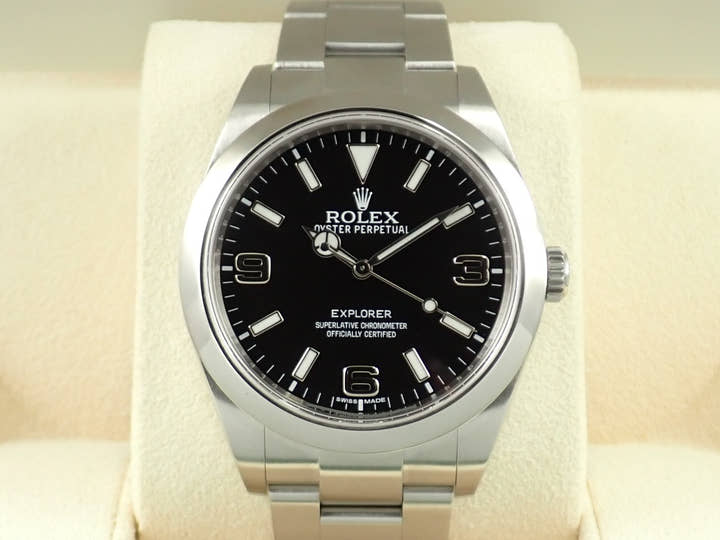 ロレックス エクスプローラーI 鏡面ブラックアウト Ref.214270 ステンレススチール ブラック文字盤