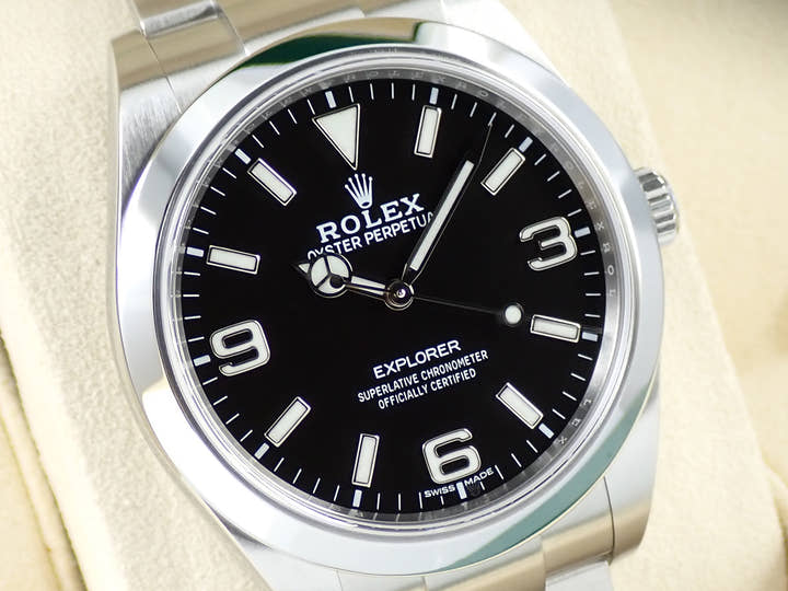 ロレックス エクスプローラーI 鏡面ブラックアウト Ref.214270 ステンレススチール ブラック文字盤