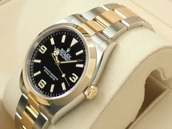 ロレックス エクスプローラー36 Ref.124273 ステンレススチール/イエローゴールド ブラック文字盤