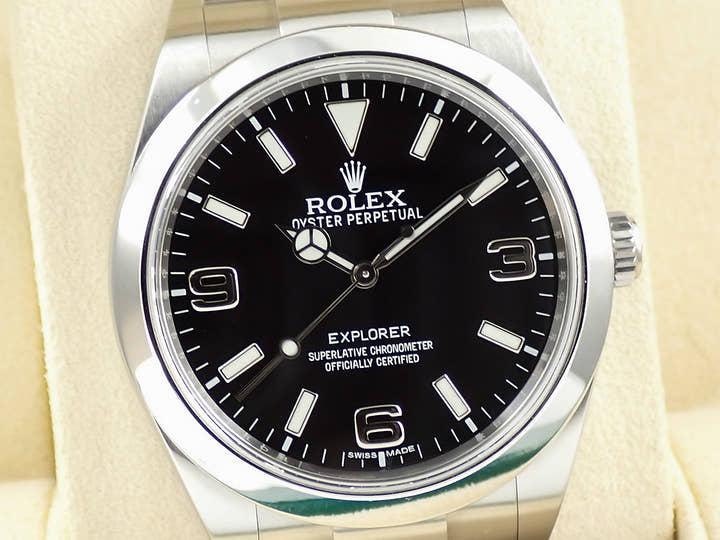 ロレックス エクスプローラーI 鏡面ブラックアウト Ref.214270 ステンレススチール ブラック文字盤