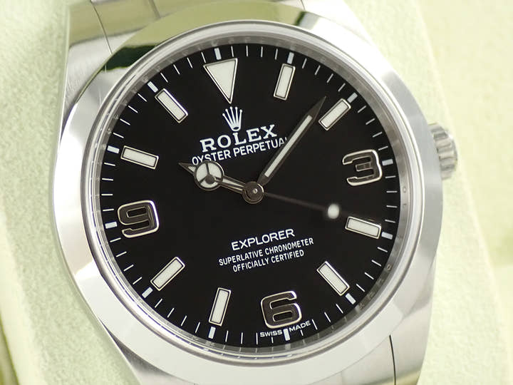 ロレックス エクスプローラーI 鏡面ブラックアウト Ref.214270 ステンレススチール ブラック文字盤