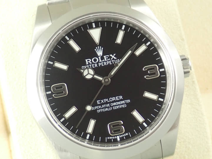 ロレックス エクスプローラーI 鏡面ブラックアウト Ref.214270 ステンレススチール ブラック文字盤