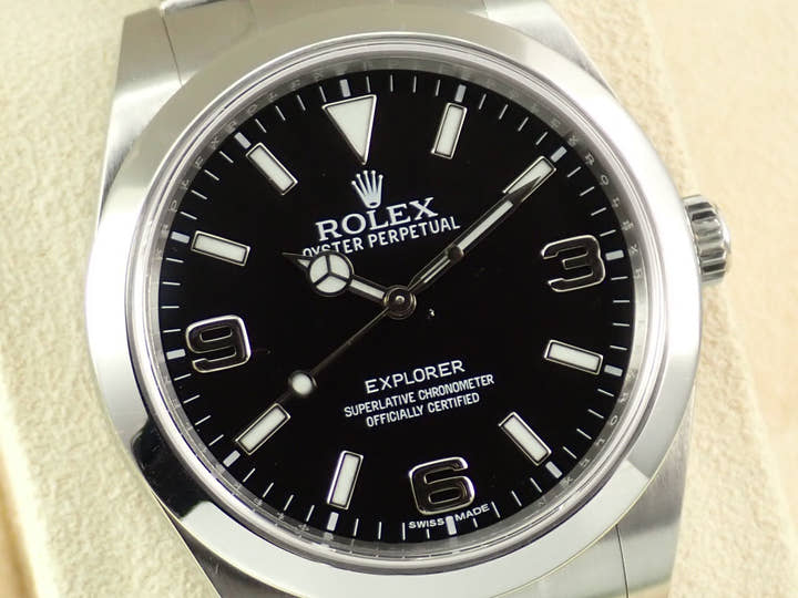 ロレックス エクスプローラーI 鏡面ブラックアウト Ref.214270 ステンレススチール ブラック文字盤