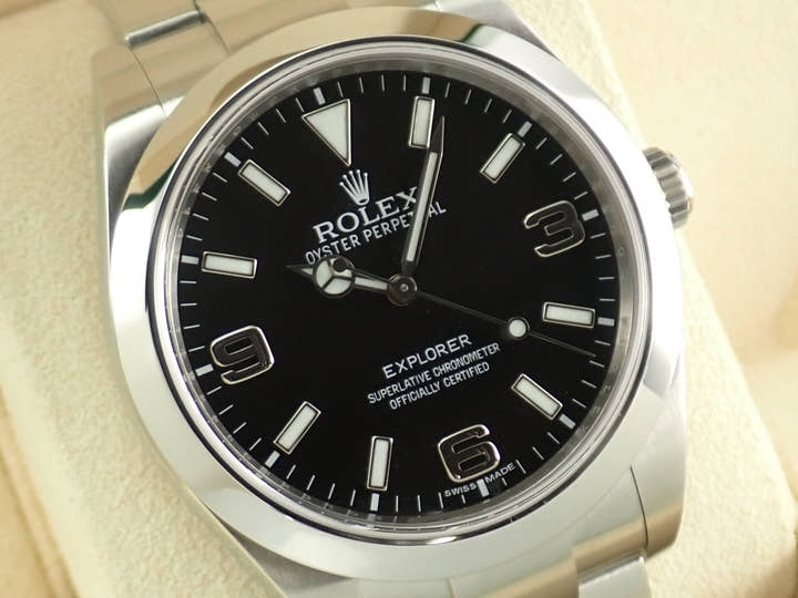 ロレックス エクスプローラーI 鏡面ブラックアウト Ref.214270 ステンレススチール ブラック文字盤
