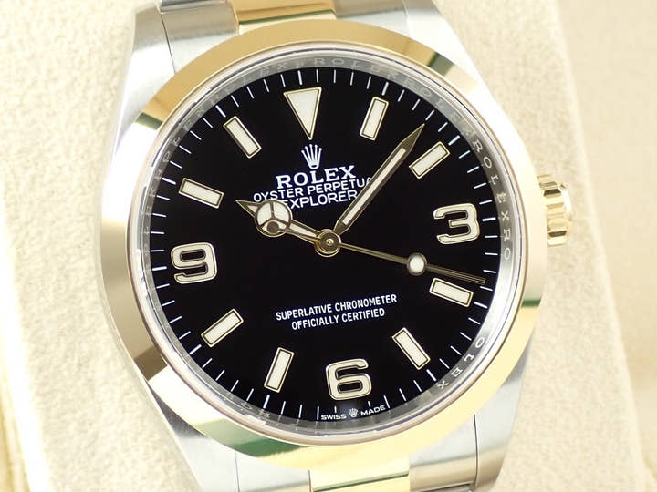 ロレックス エクスプローラー36 Ref.124273 ステンレススチール/イエローゴールド ブラック文字盤