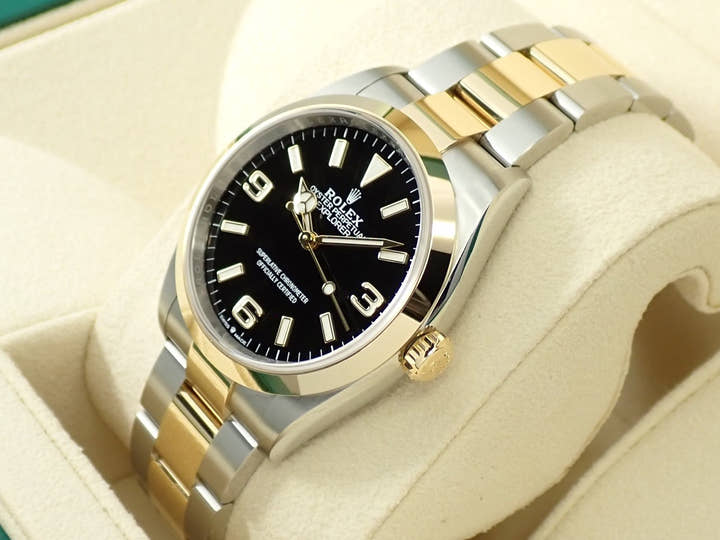 ロレックス エクスプローラー36 Ref.124273 ステンレススチール/イエローゴールド ブラック文字盤
