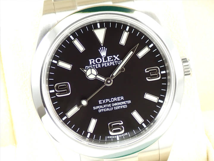 ロレックス エクスプローラーI 鏡面ブラックアウト Ref.214270 ステンレススチール ブラック文字盤