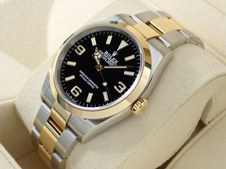 ロレックス エクスプローラー36 Ref.124273 ステンレススチール/イエローゴールド ブラック文字盤