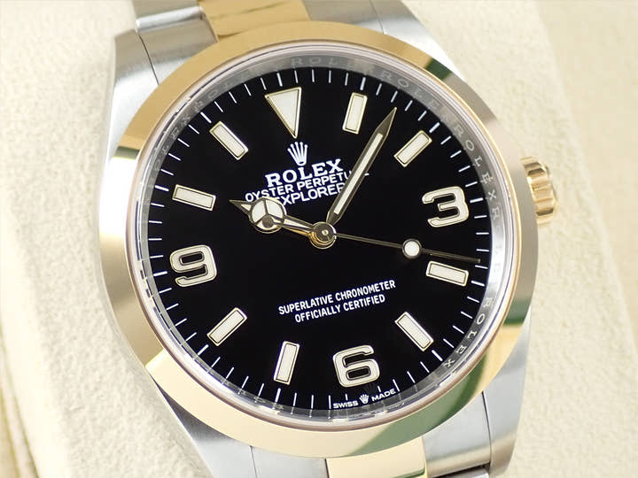 ロレックス エクスプローラー36 Ref.124273 ステンレススチール/イエローゴールド ブラック文字盤