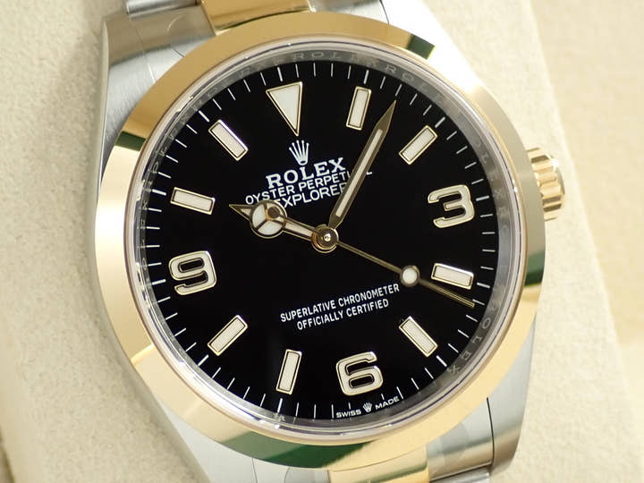 ロレックス エクスプローラー36 Ref.124273 ステンレススチール/イエローゴールド ブラック文字盤