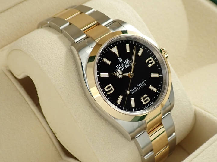 ロレックス エクスプローラー36 Ref.124273 ステンレススチール/イエローゴールド ブラック文字盤