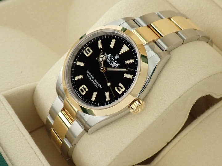 ロレックス エクスプローラー36 Ref.124273 ステンレススチール/イエローゴールド ブラック文字盤