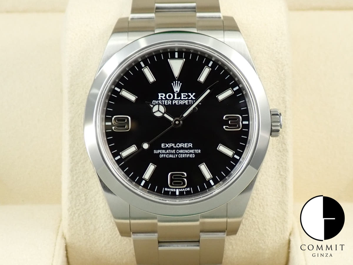 ロレックス エクスプローラーI 鏡面ブラックアウト Ref.214270 ステンレススチール ブラック文字盤