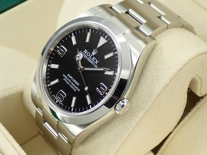 ロレックス エクスプローラーI 鏡面ブラックアウト Ref.214270 ステンレススチール ブラック文字盤