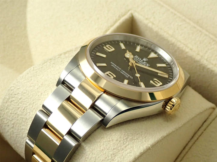 ロレックス エクスプローラー36 Ref.124273 ステンレススチール/イエローゴールド ブラック文字盤