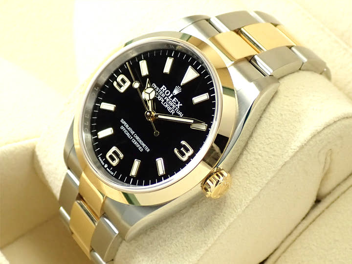ロレックス エクスプローラー36 Ref.124273 ステンレススチール/イエローゴールド ブラック文字盤