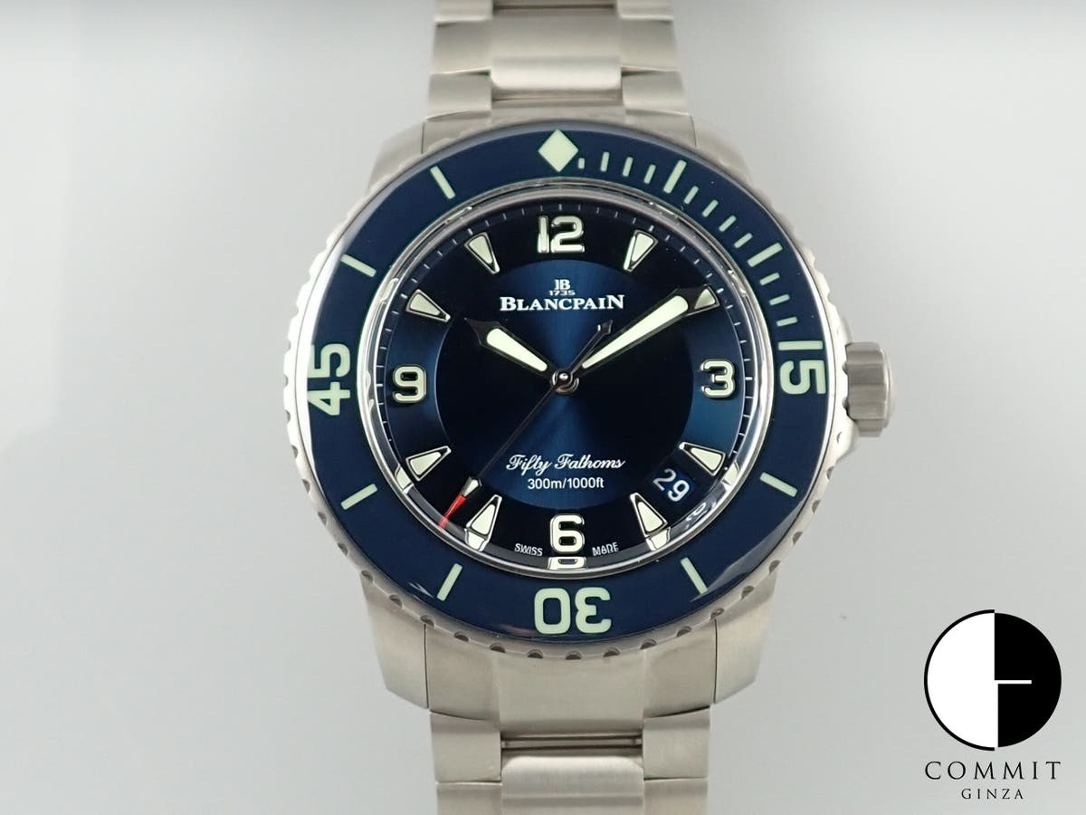 ブランパン フィフティファゾムス オートマティック Ref.5015-12B40-98 ブルー文字盤 極美品 Z9P0SM41